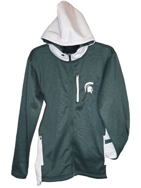 Michigan State Spartans Colosseum Full Zip Hoodie Jacket Mens M Green White